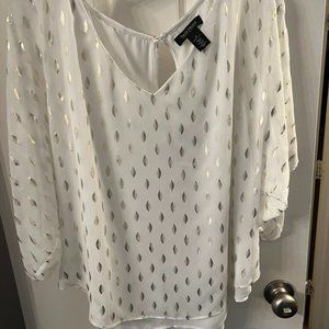 White house Black Market.  Woman Tops.  White with Gold